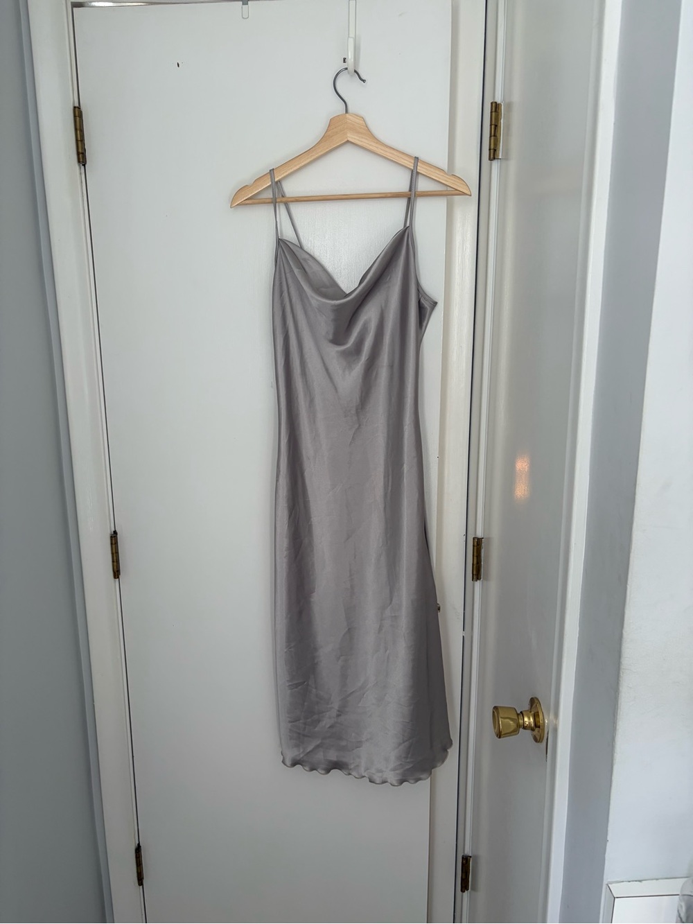 Bebe Silver Slip Dress